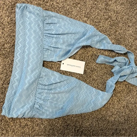 REVOLVE Lovers & Friends Light Blue Halter Crop Top - Picture 2 of 7